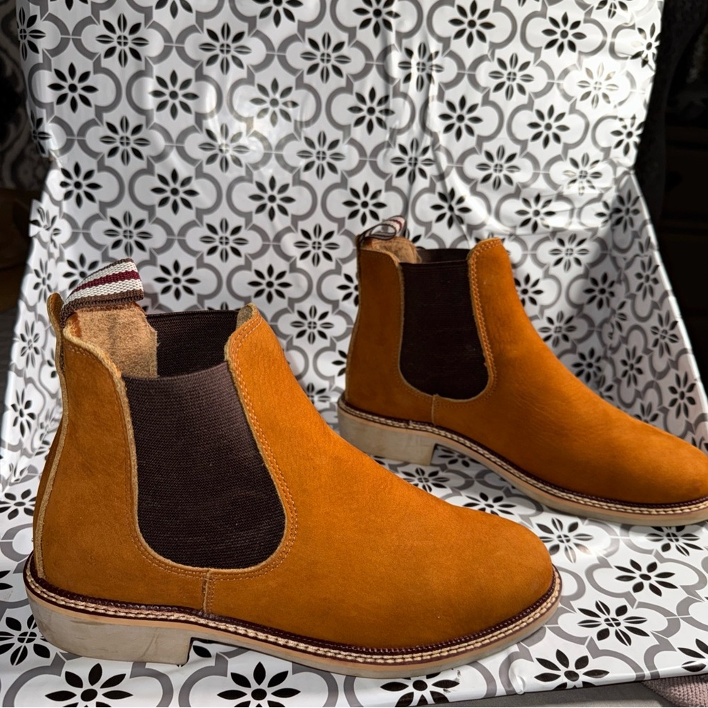 Nwob DE WULF Mens Tan natural leather riding Brazilian Boots Sz 37 US Sz 8